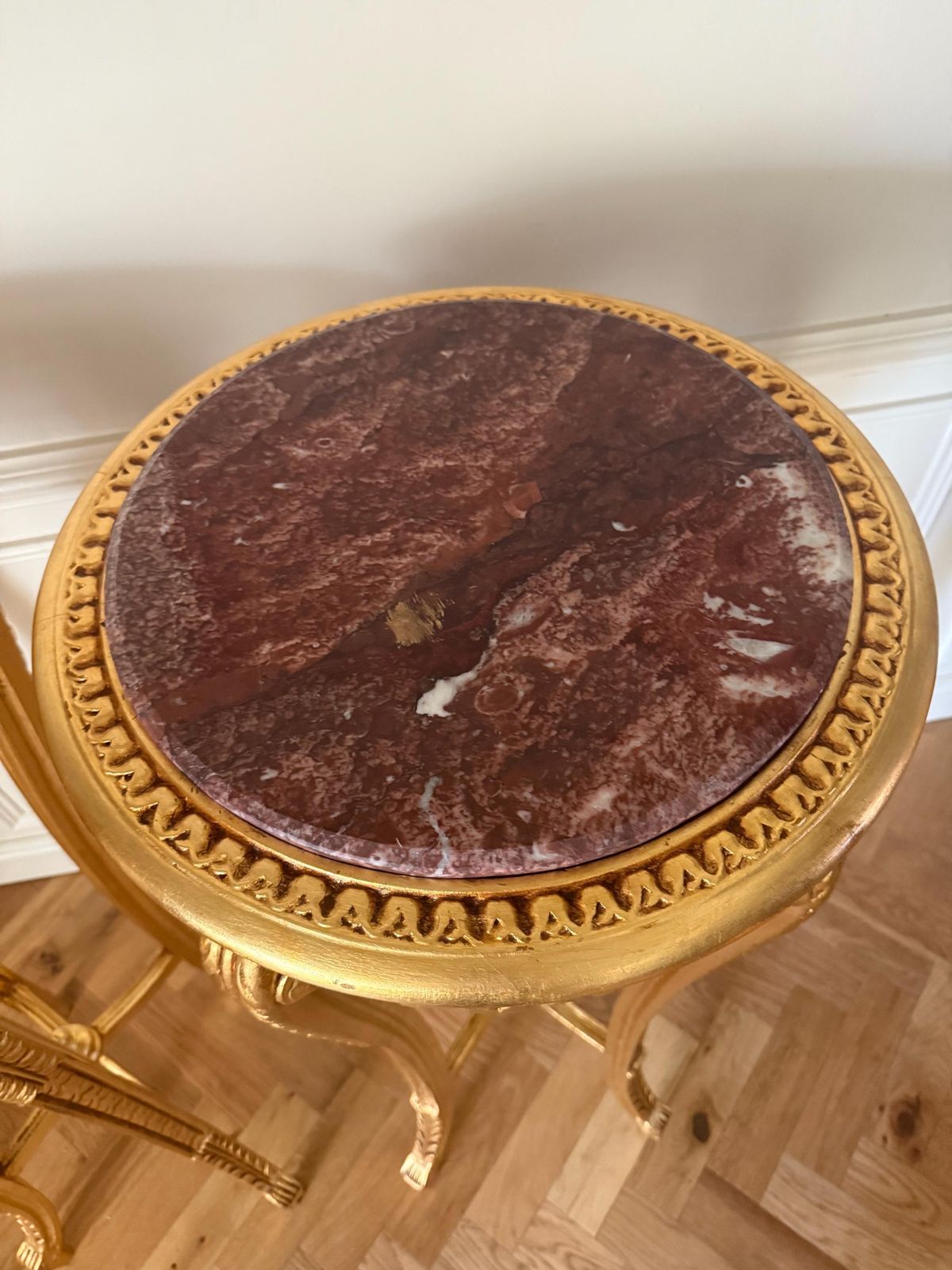 Pair Louis XVI French Tall Jardinières Plant Statue Stand Gilt Red Marble (H: 111 Cm) photo 595.0