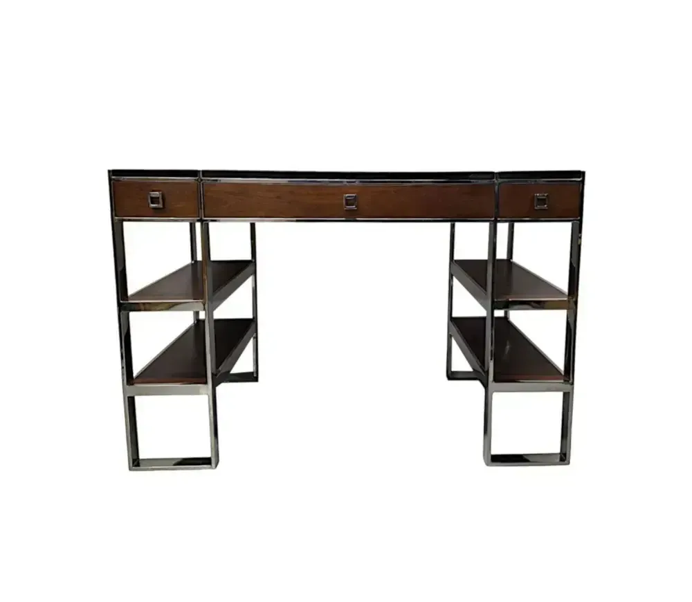 A Stunning Mid Century Design Leather Top Desk photo furniture