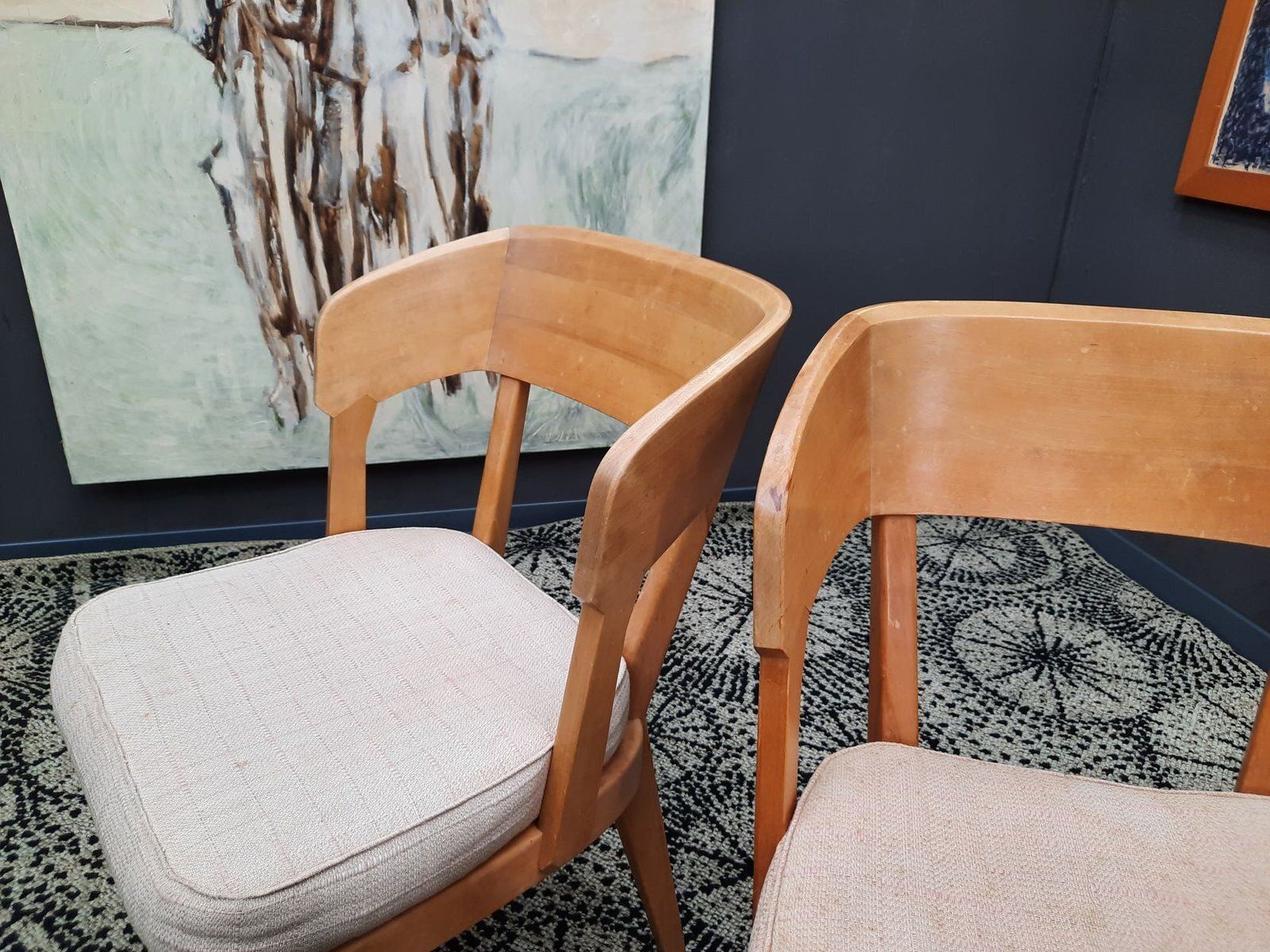 photo furniture Anthroposophical K 1250 Chairs Made Of Birch Wood By Felix Kayser For Schiller Möbel, 1930s, Set Of 2