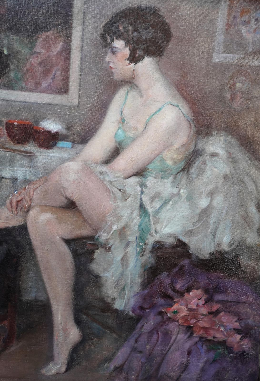 Henri Moreau Ballerinas Putting On Their Shoes   French Impressionist Art Oil Painting Ballet Circa 1920 photo 12000.0