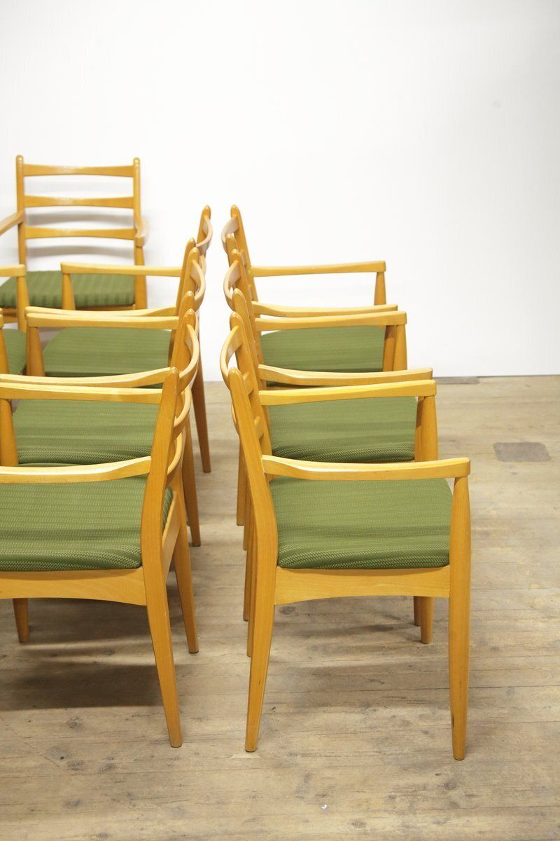 photo vintage Mid Century Eetstoelen Met Armleuningen, Voormalig Tsjecho Slowakije, Jaren 1970, Set Van 10