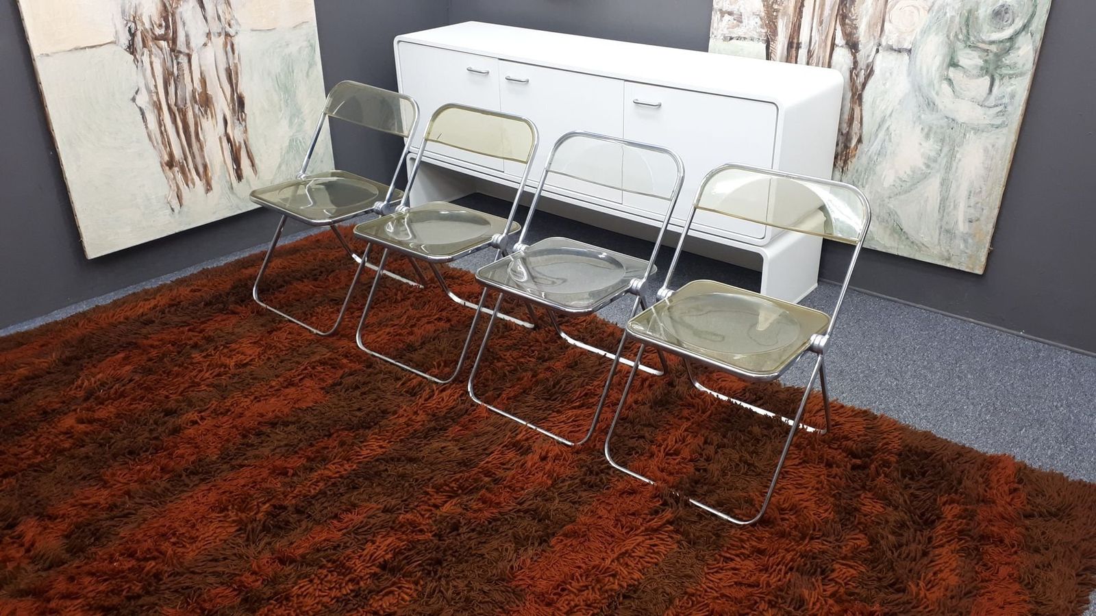 Space Age Plia Folding Chairs By Giancarlo Piretti For Castelli, 1960s, Set Of 4 photo for sale