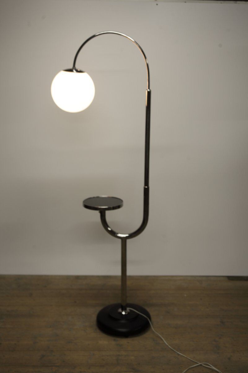 photo for sale Modernistische Chromen Vloerlamp, Voormalig Tsjecho Slowakije, Jaren 1940