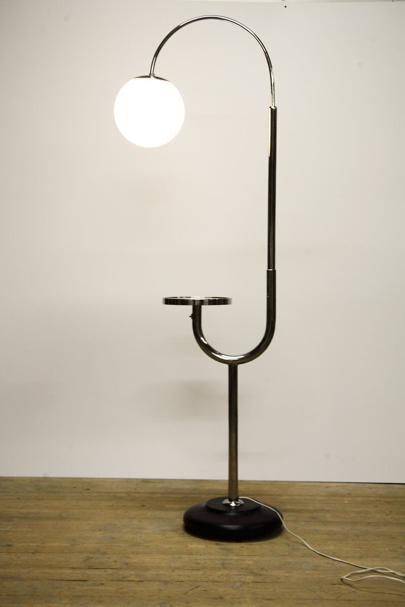 1040.0 Modernistische Chromen Vloerlamp, Voormalig Tsjecho Slowakije, Jaren 1940 photo