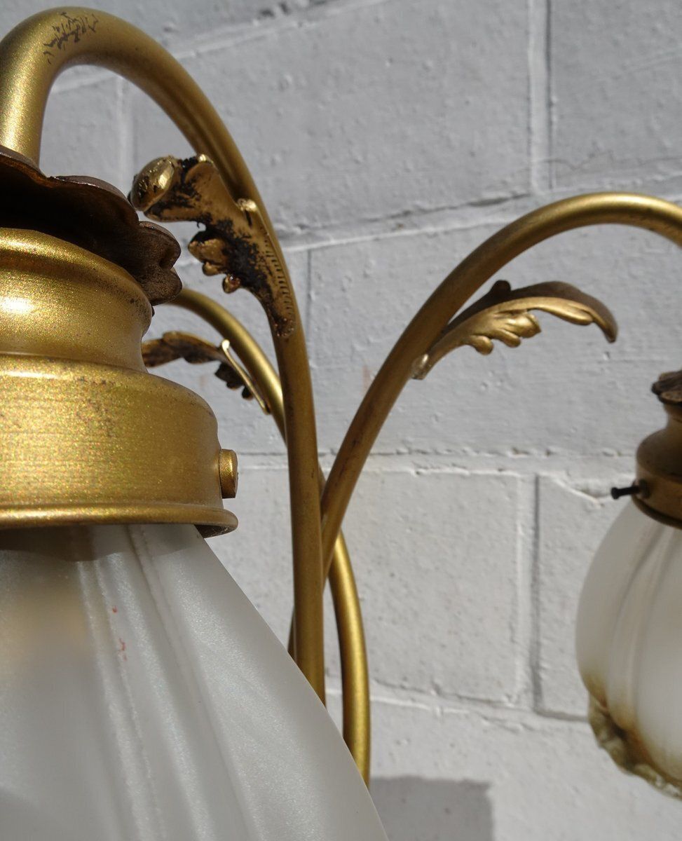photo furniture Vintage Art Nouveau Style Table Lamp In Brass