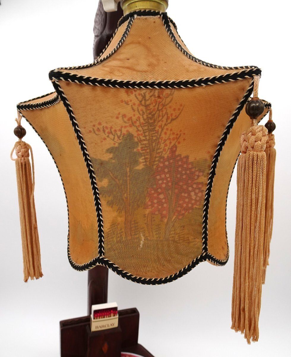 photo vinterior Chinese Carved Wood Bird Lamp With Ashtray And Cigarette Holder, 1930s