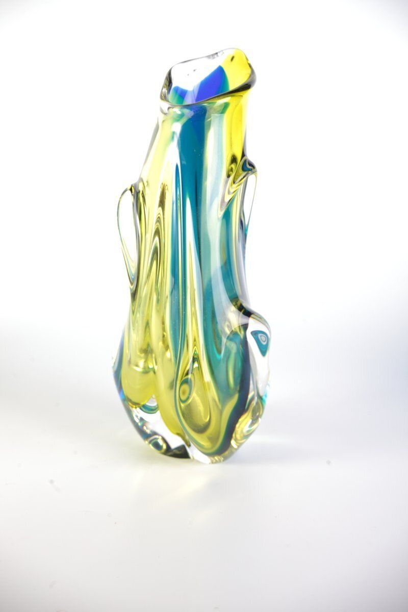 Glass Vase And Bowl By Josef Hospodka For Sklarny Chribska, Czech, 1960s, Set Of 3 photo Home Decor