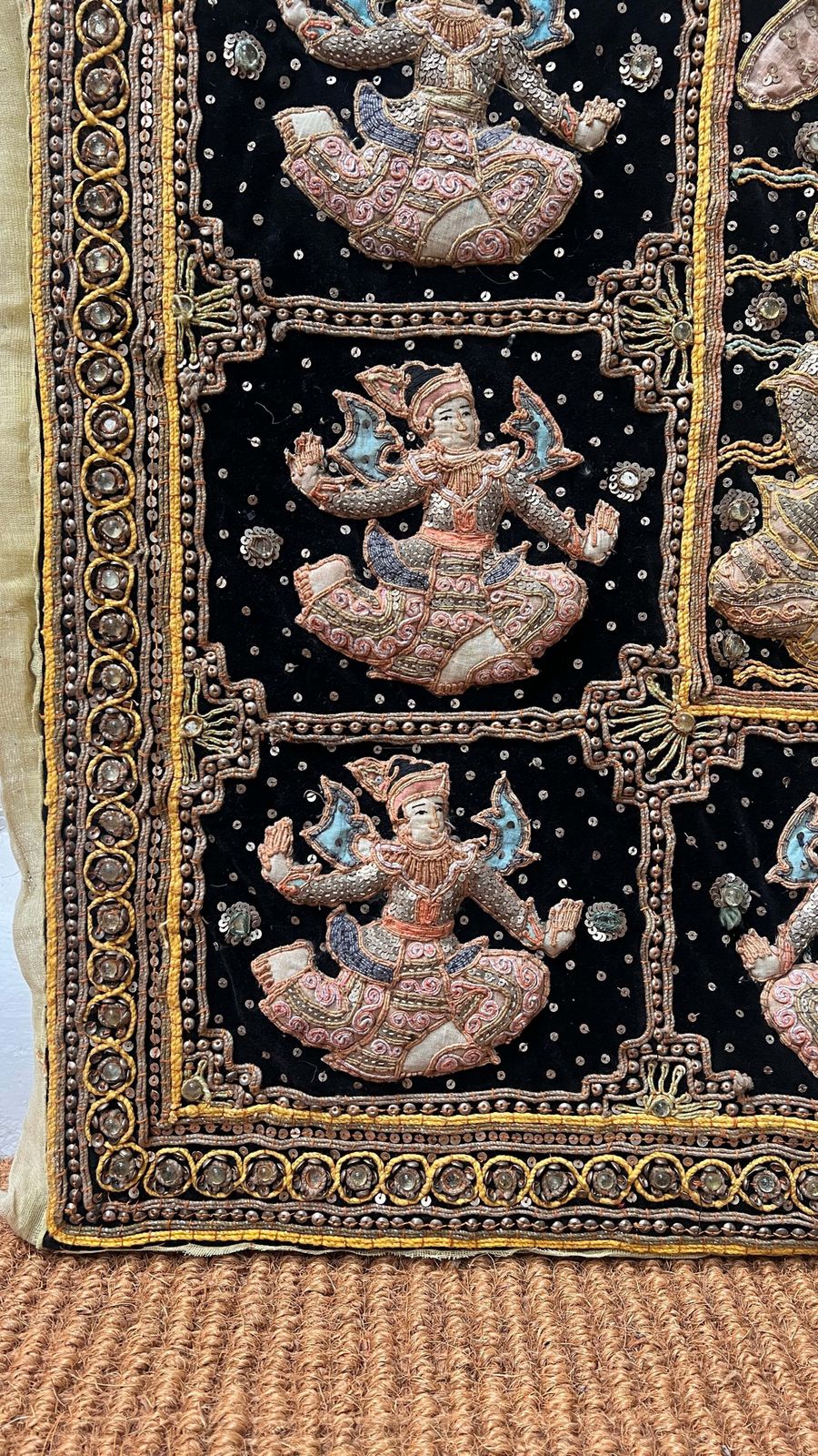 Large Burmese Kalaga Tapestry, 1970s photo Art