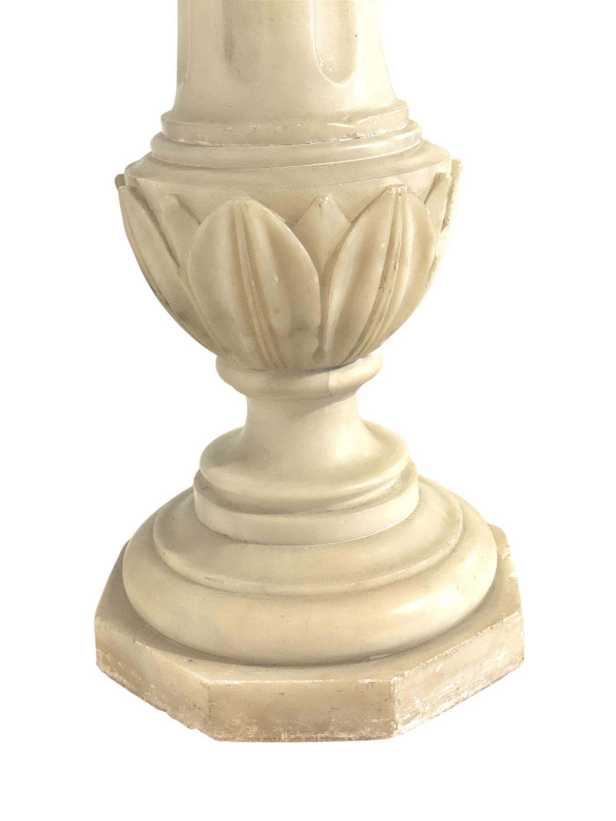 Antique Alabaster Column Pedestal With Carved Motifs photo furniture