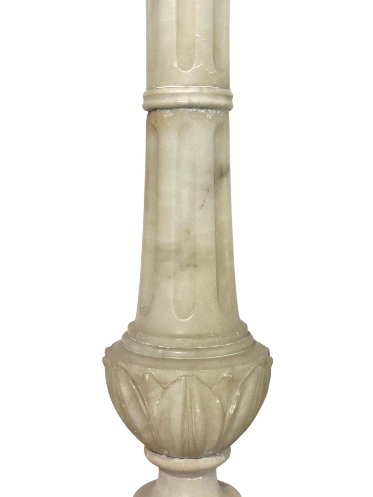 Antique Alabaster Column Pedestal With Carved Motifs photo Home Decor