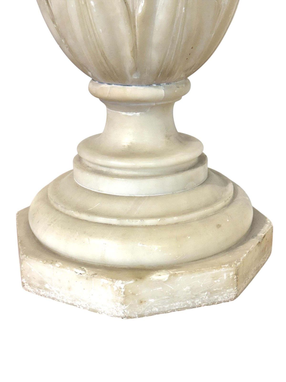 Antique Alabaster Column Pedestal With Carved Motifs photo 1470.0