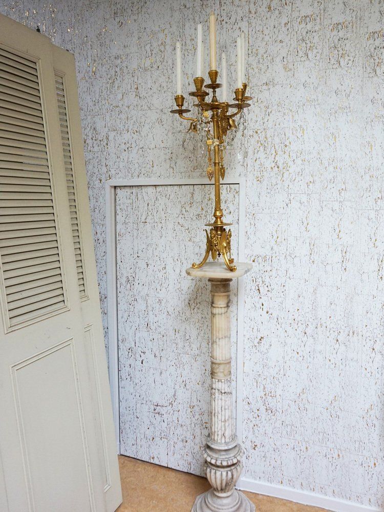French Empire Neoclassical 7 Light Candelabra In Gilt Bronze And Crystal photo furniture