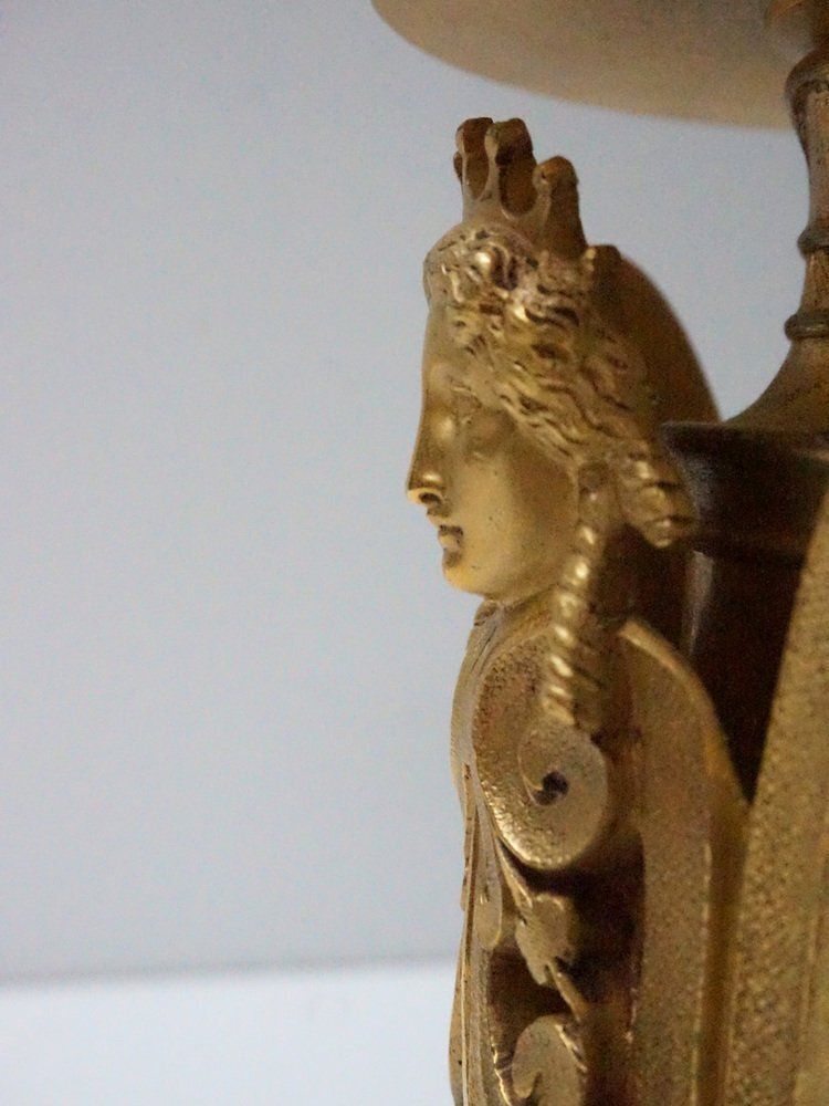 French Empire Neoclassical 7 Light Candelabra In Gilt Bronze And Crystal photo vinterior