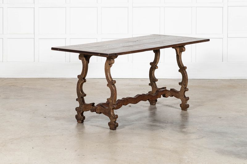 19thc Spanish Oak Trestle Table photo Furniture