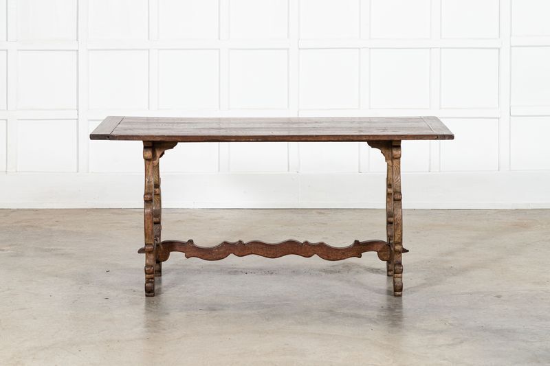 4313.0 19thc Spanish Oak Trestle Table photo