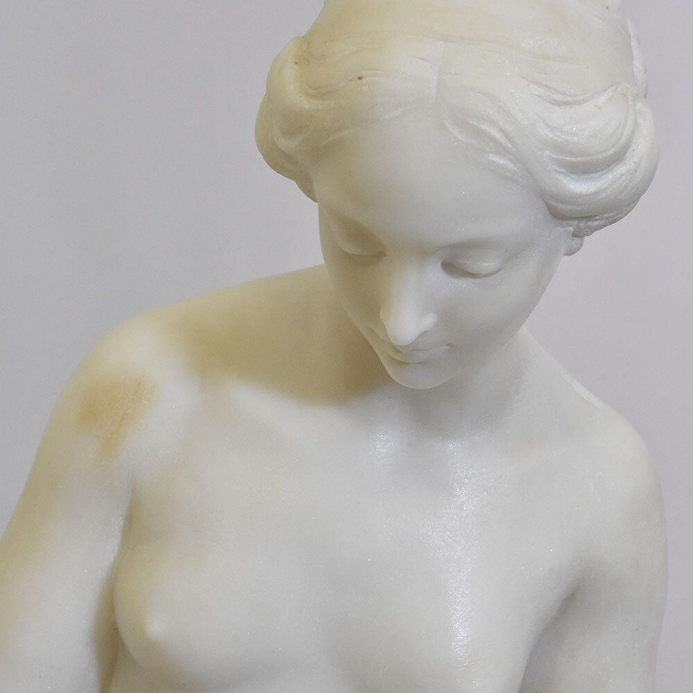 Antique Statues, Marble, Woman Sculpture, Young Girl Bathing, Signed Pugi, XIX Century. (Stma104) photo 3800.0