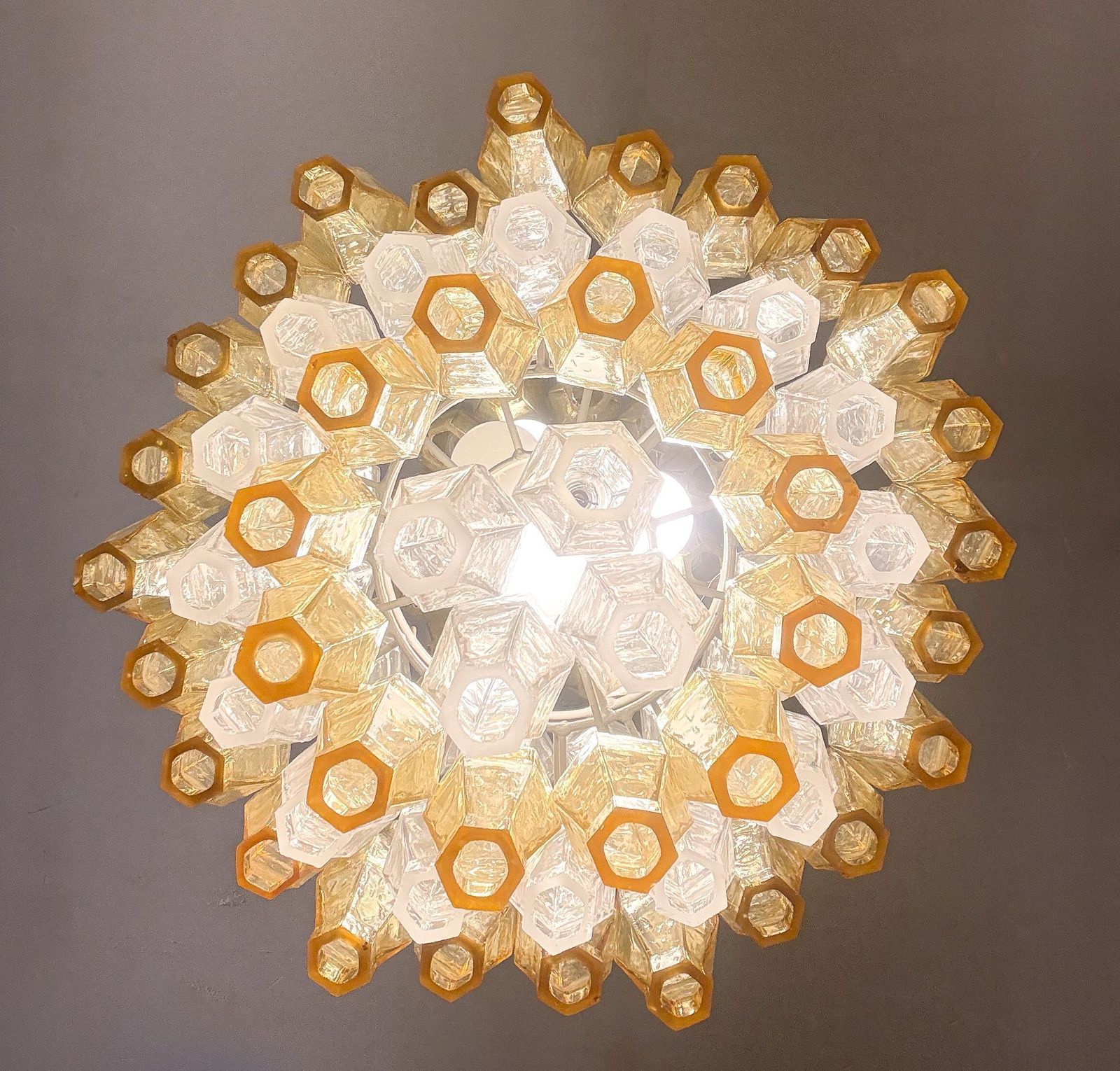 Mid Century Murano Glass Chandelier "Polyhedr" By Carlo Scarpa For Venini, Italy photo Lighting