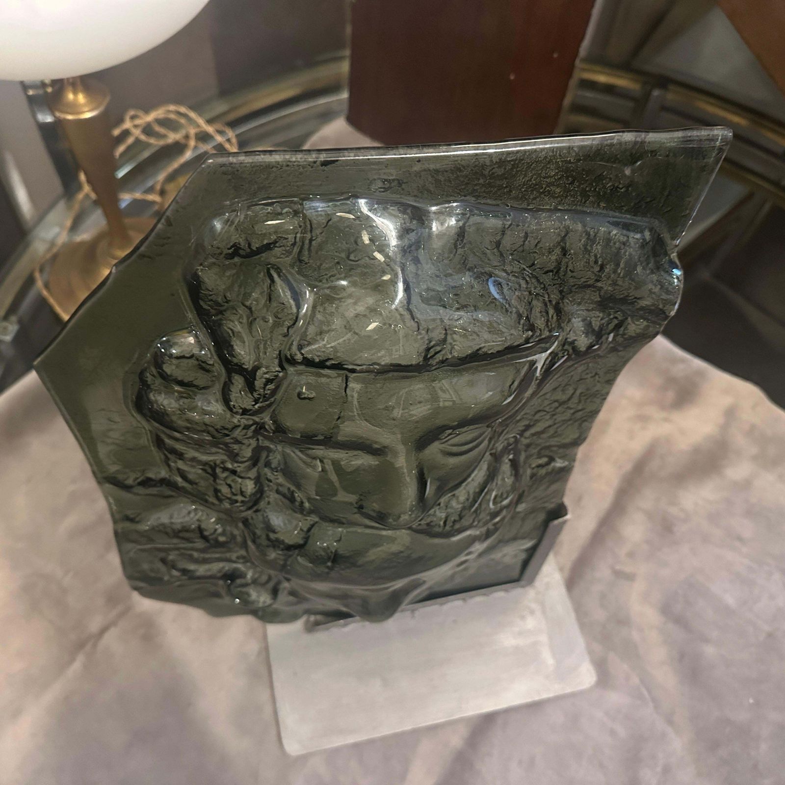 photo for sale 1980s Abstract Grey Murano Glass Sculpture By La Fucina Degli Angeli
