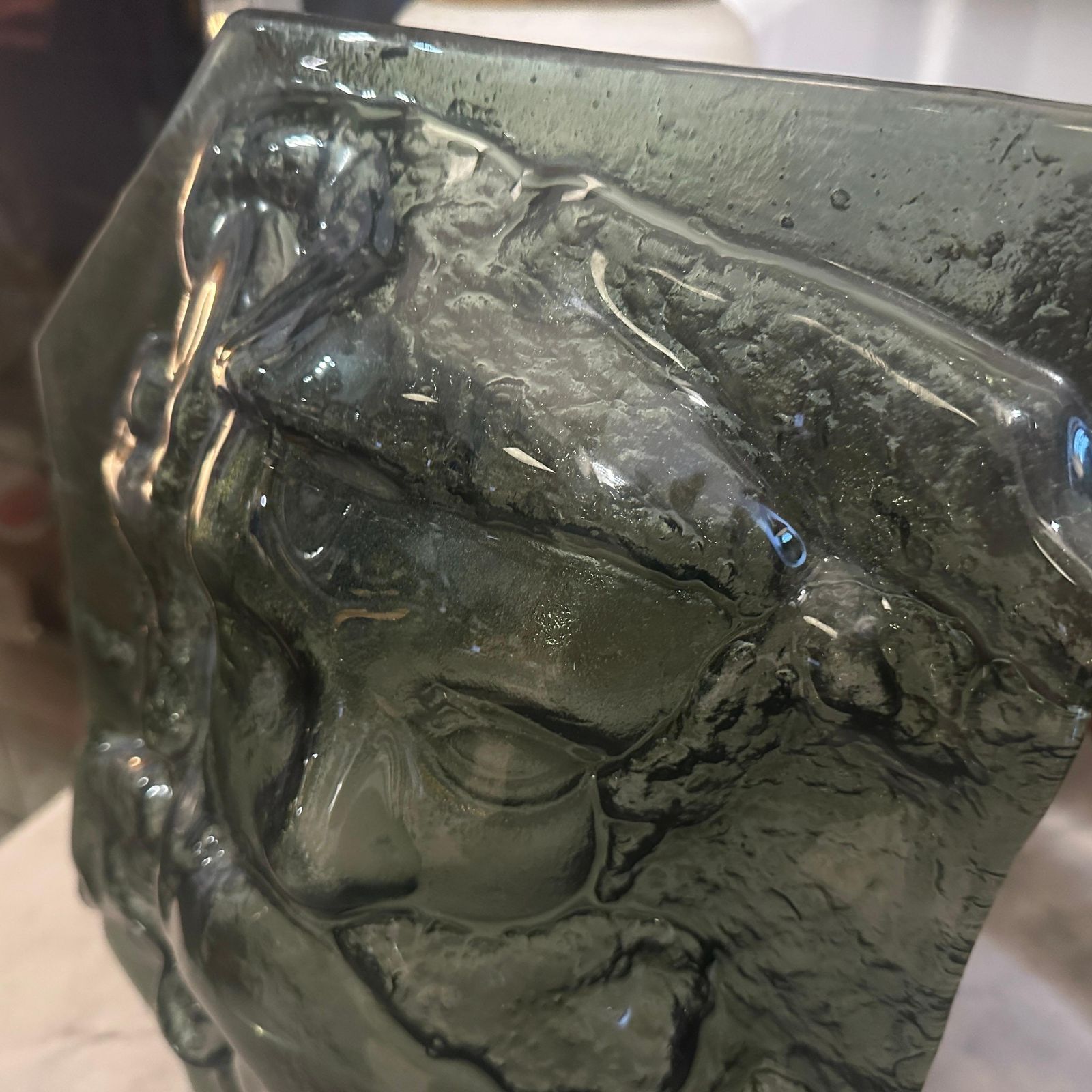 photo vinterior 1980s Abstract Grey Murano Glass Sculpture By La Fucina Degli Angeli