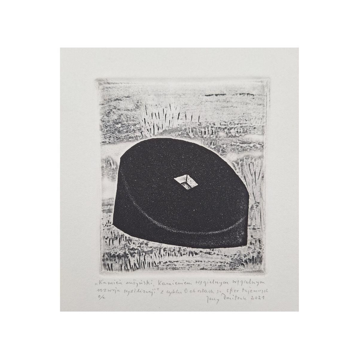 Jerzy Dmitruk The Millstone, Cornerstone Of Civilization's Development   21st Century, Etching 2021 photo furniture