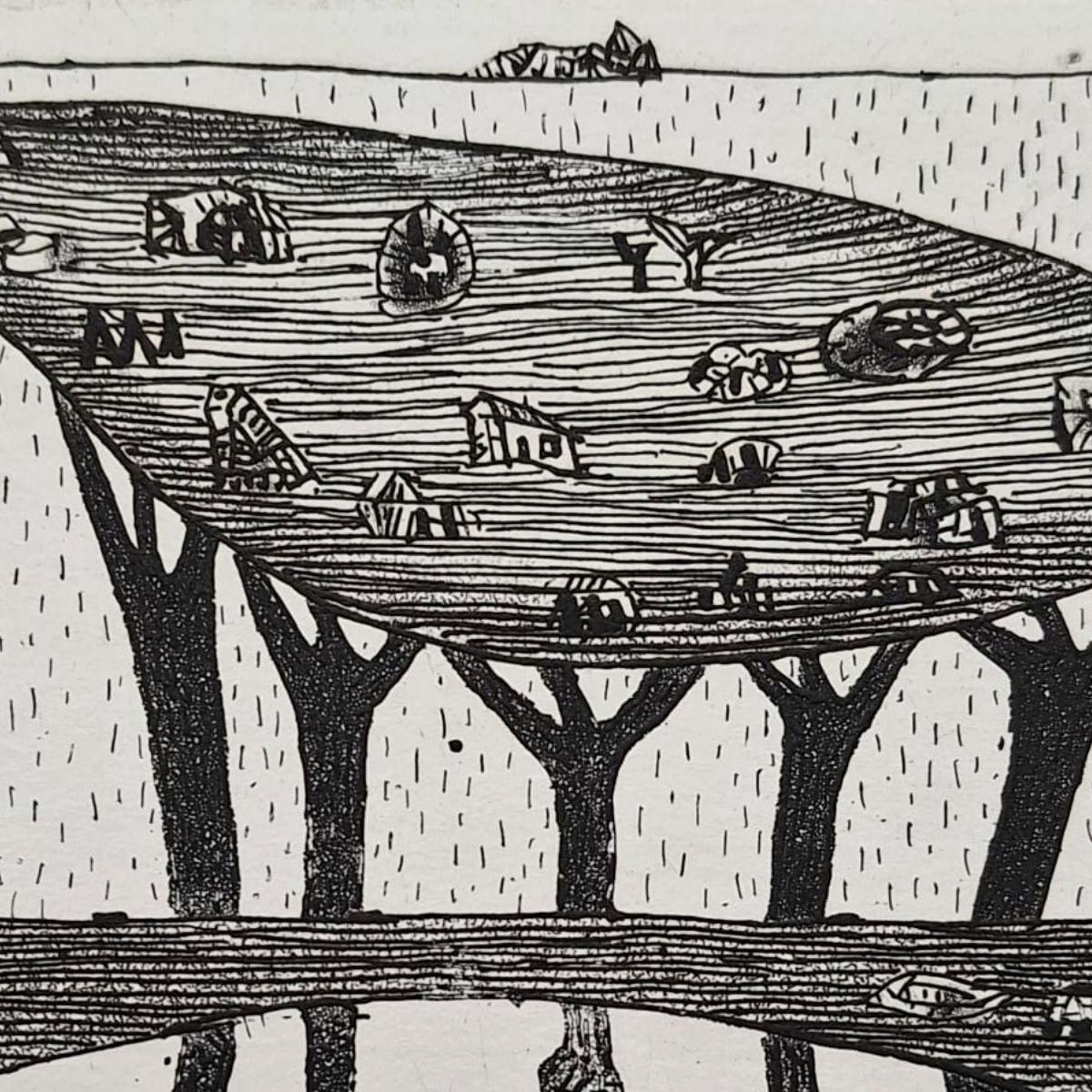 Jerzy Dmitruk Childhood Sky   21st Century, Contemporary Etching, Black And White 2011 photo 265.0