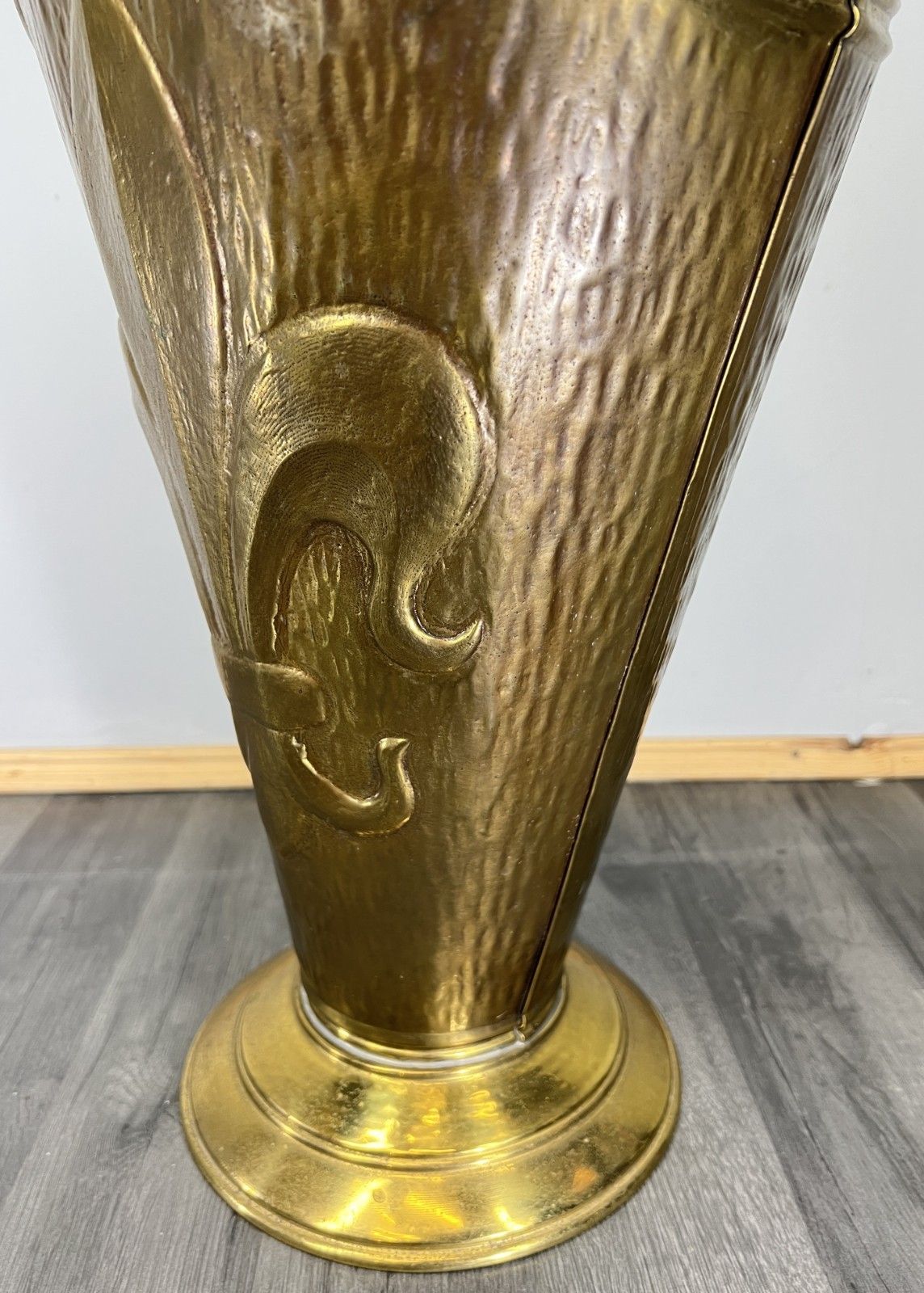 Umbrella Stand Vintage French Style Brass Carved Decorative Holder Lot 4684 photo vinterior