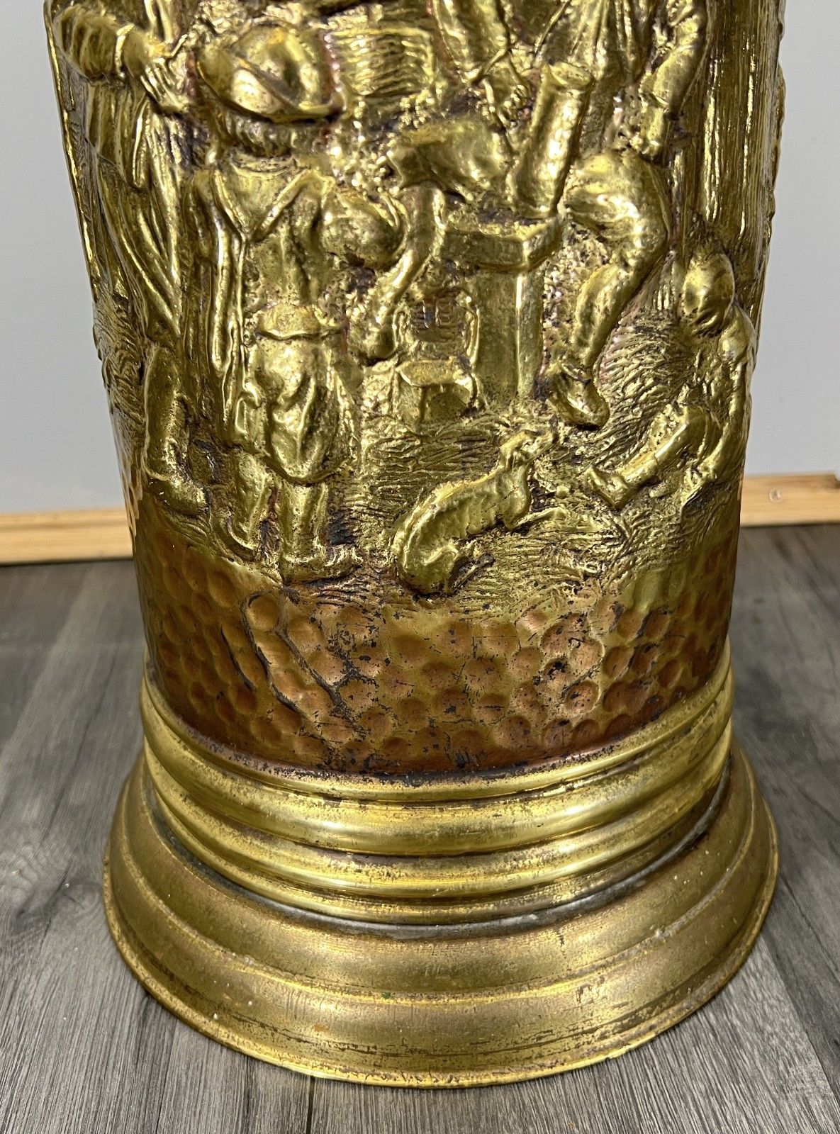 Umbrella Stand Vintage French Brass Carved Decorative Hallway Holder Lot 4687 photo vinterior