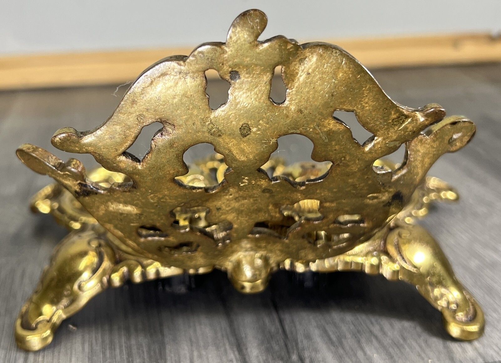 photo for sale Inkwell Set Vintage French Brass Ornate Desk Accessory Lot 4688