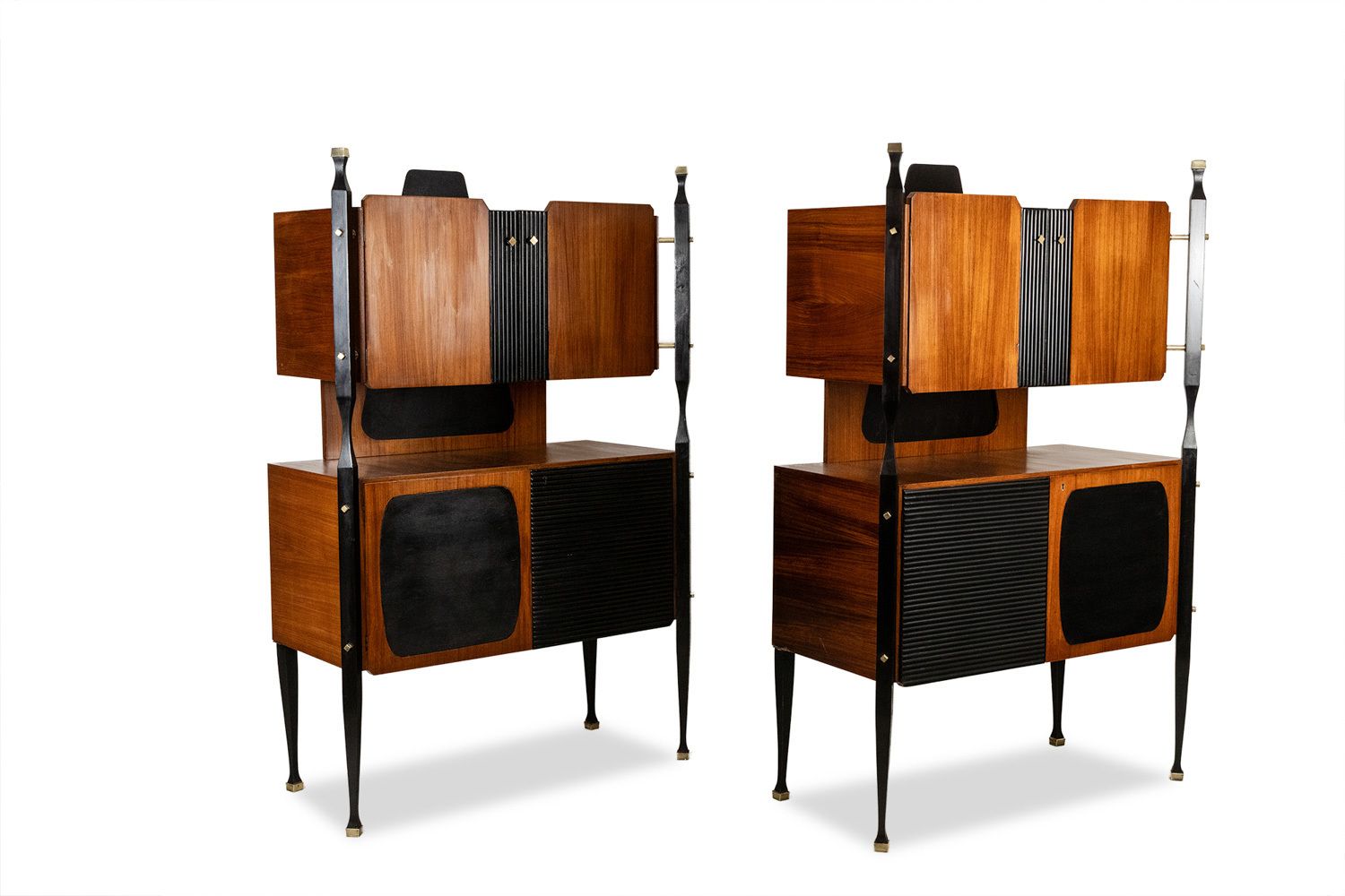Pair Of Italian Teak Veneer Cabinets. 1960s.