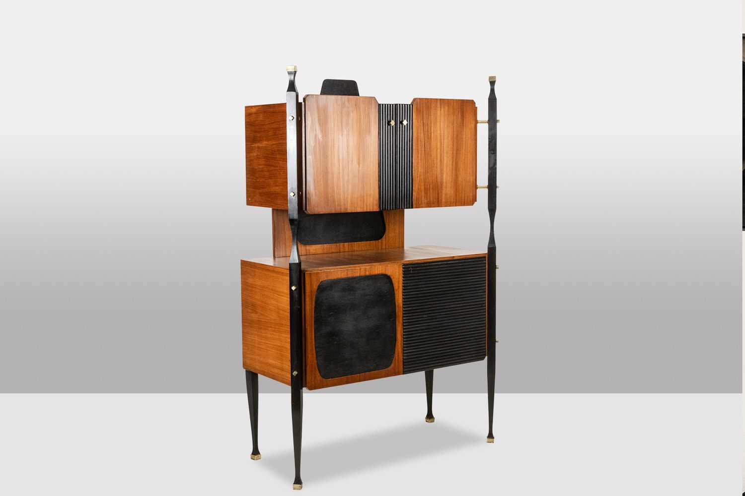Pair Of Italian Teak Veneer Cabinets. 1960s. photo for sale