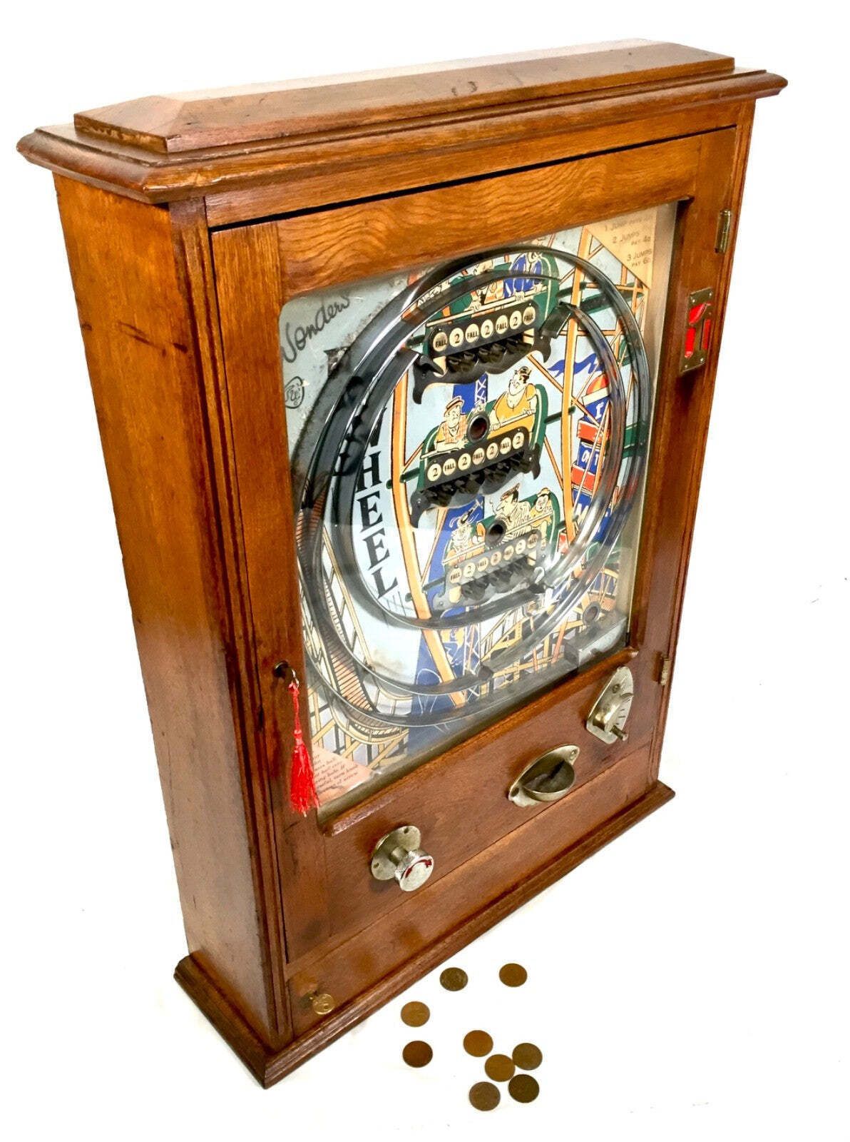Antique Giant 1950s Big Wheel By Wondermatics Arcade Coin Operated Penny Machine photo 1999.0