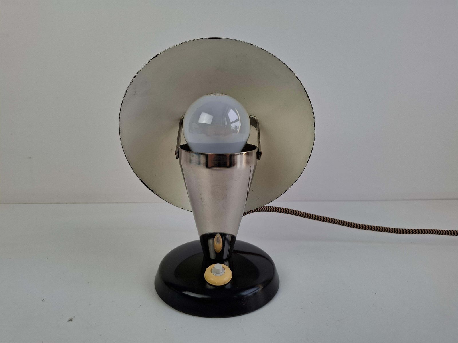 Lighting Bauhaus Mushroom Table Lamp With Adjustable Shade, Czechoslovakia, 1930s photo