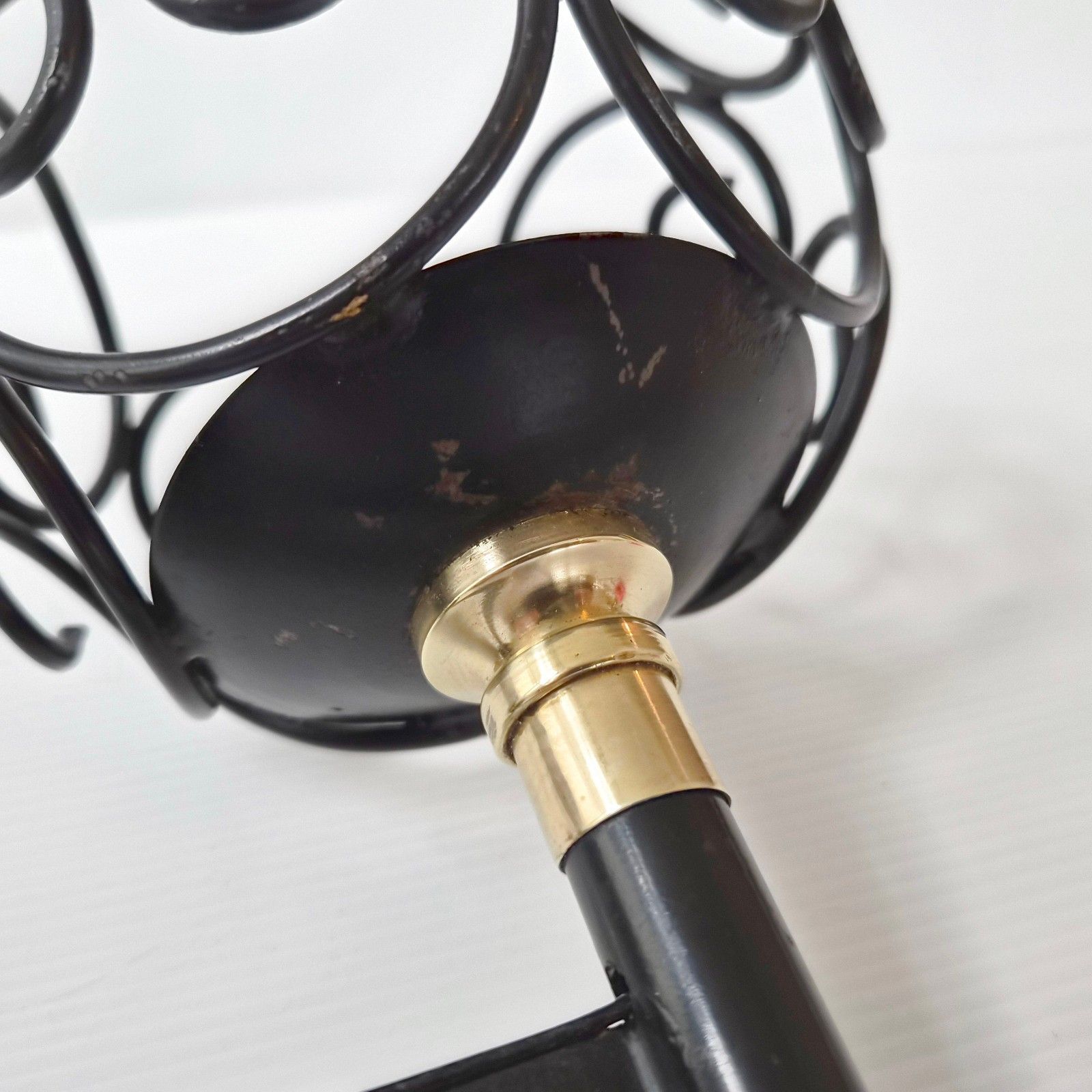 Pair Of Vintage 1950s Black Lacquer Metal & Gold Brass Sconces 50s Rockabilly photo Lighting