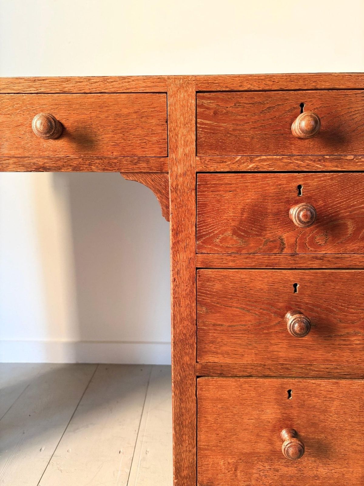 Art Deco Oak Desk By Heals Of London, 1930s photo vintage