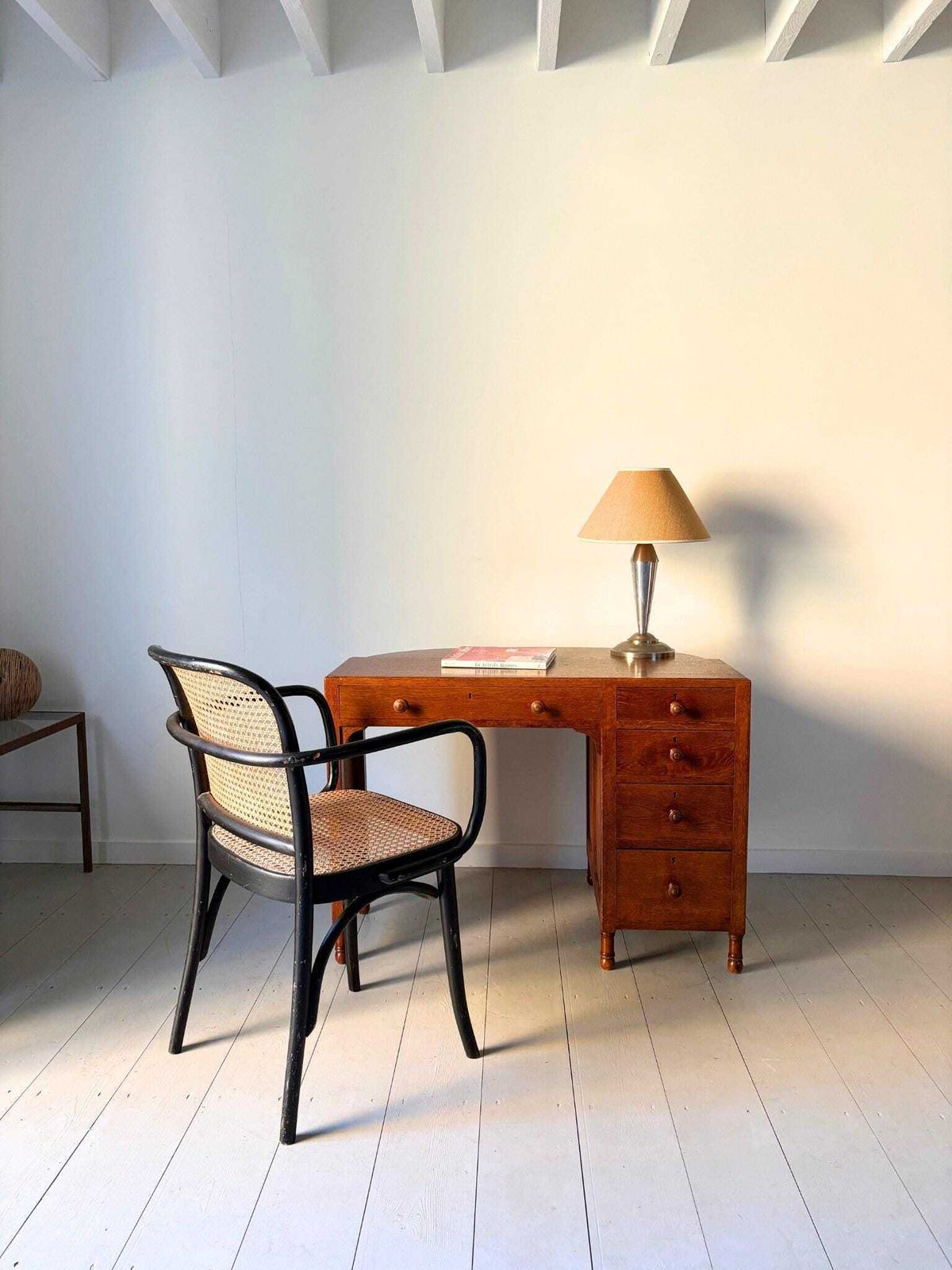 photo vinterior Art Deco Oak Desk By Heals Of London, 1930s