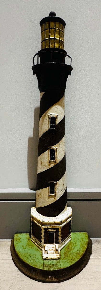 Circa 1920s Art Deco Cape Hatteras North Carolina Lighthouse Cast Iron Doorstop photo furniture