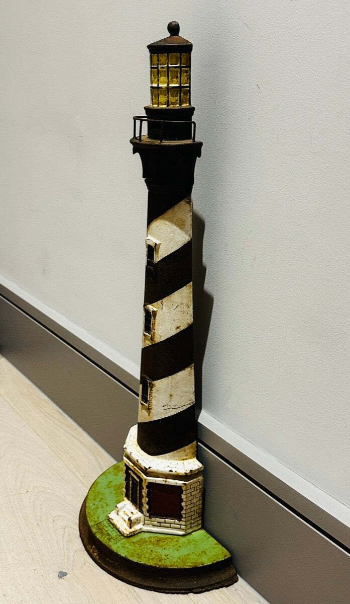 Circa 1920s Art Deco Cape Hatteras North Carolina Lighthouse Cast Iron Doorstop photo 375.0