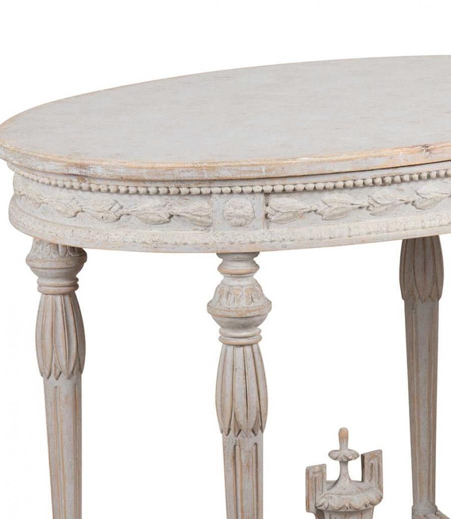 20th Century Swedish Gustavian Style Oval Table With Carved Decorative Detailing photo vintage