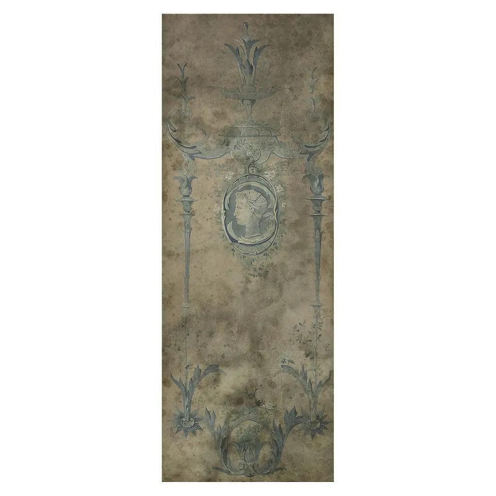 19th Century Style Blue Panoramic On Aged Paper Mounted On Canvas N°2 photo for sale