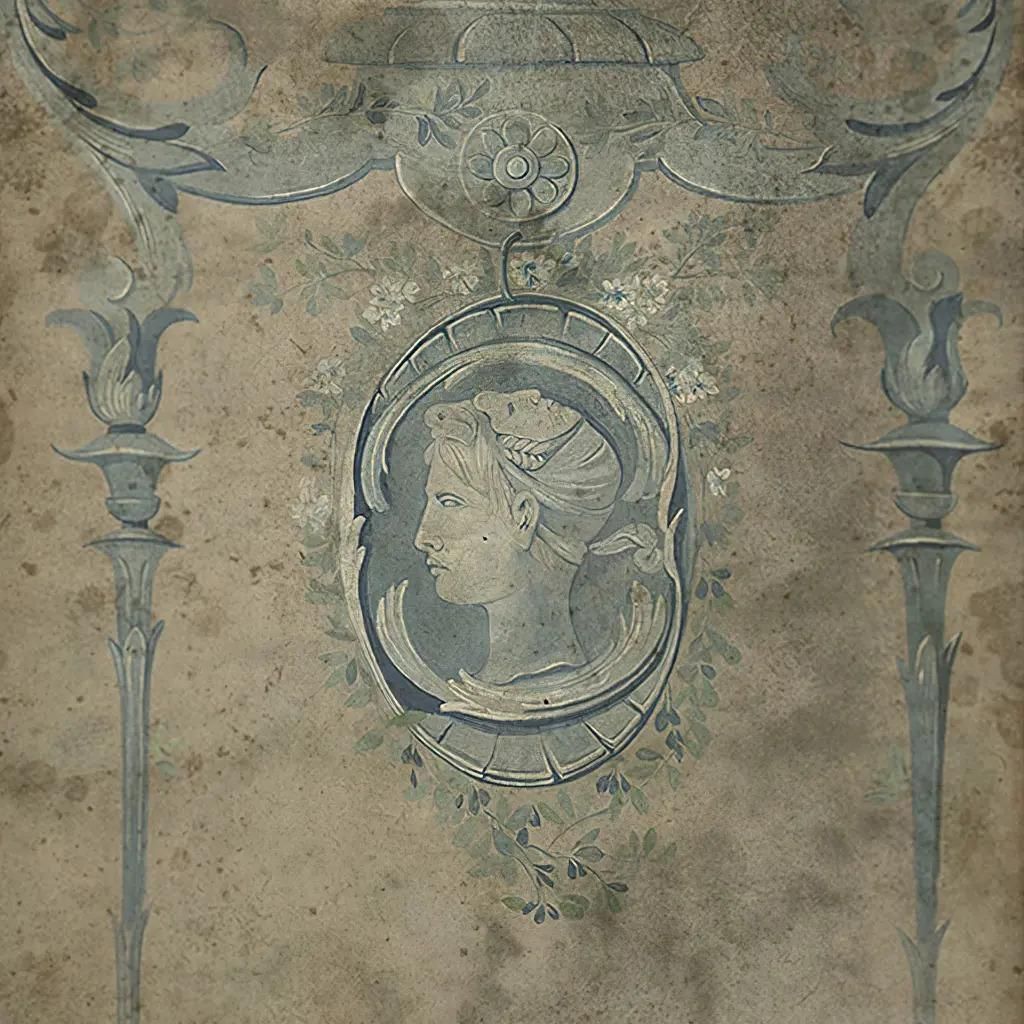 19th Century Style Blue Panoramic On Aged Paper Mounted On Canvas N°2 photo Art