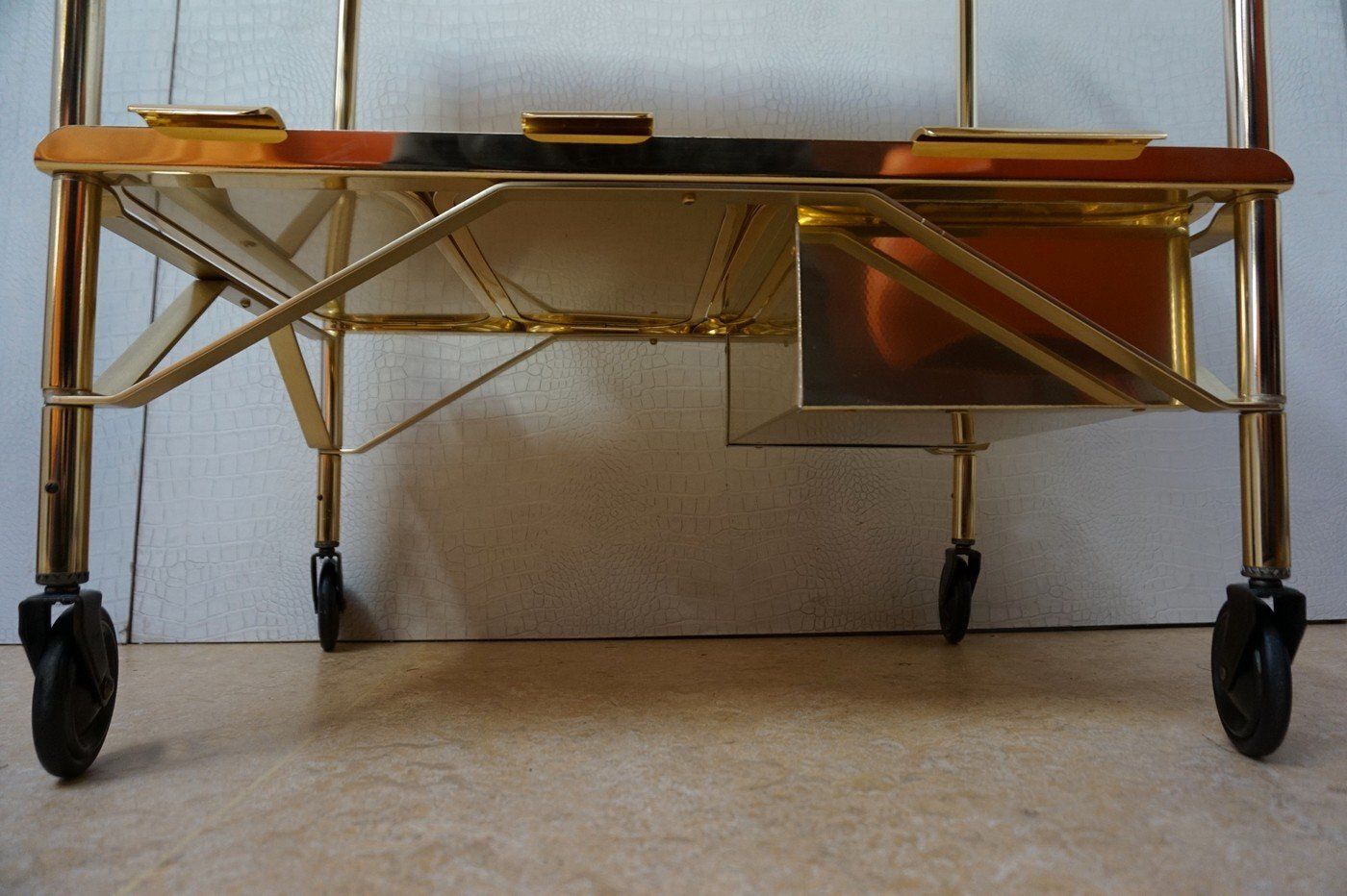 Vintage Hollywood Regency Gold Bar Cart, 1960s photo vintage