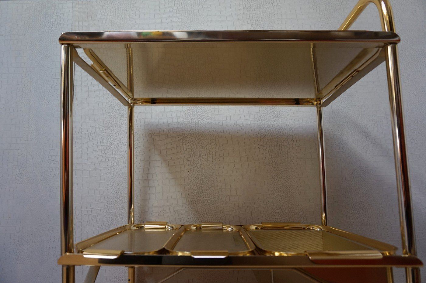 photo for sale Vintage Hollywood Regency Gold Bar Cart, 1960s