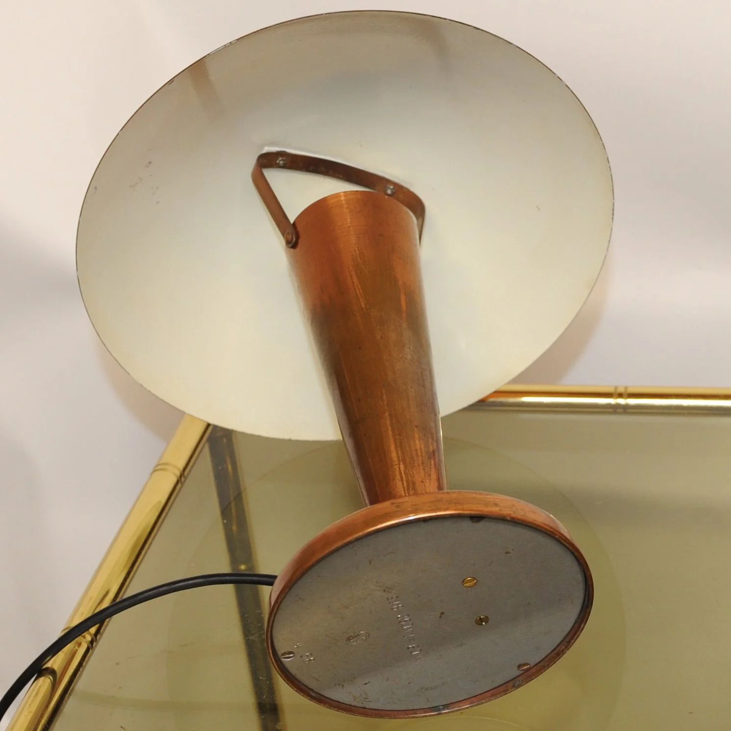 1930s Czech Copper Plated Mushroom Lamp Type K 918 In Original Condition With Tilting Shade photo Lighting