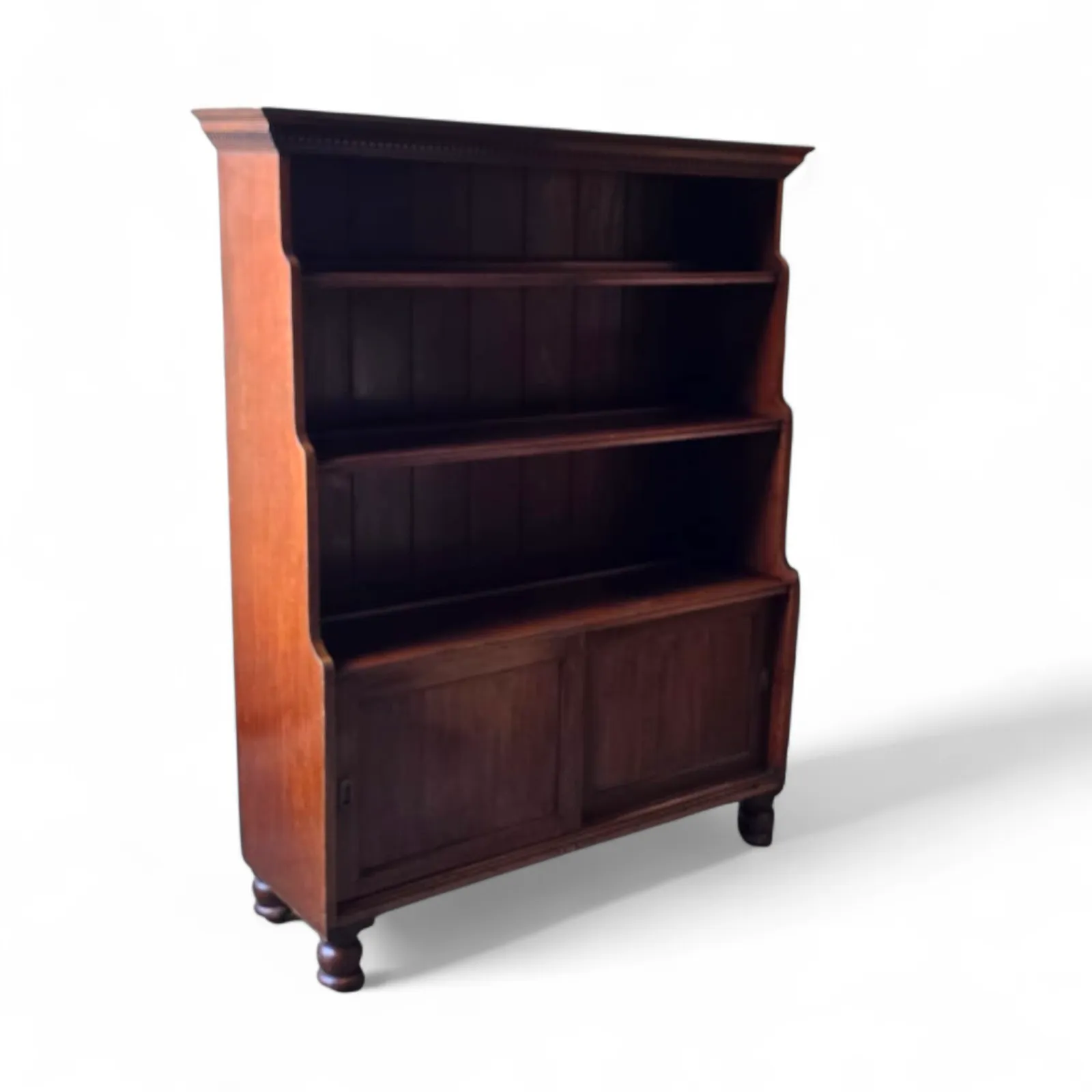 photo vintage Antique Large Victorian Mahogany Waterfall Open Bookcase