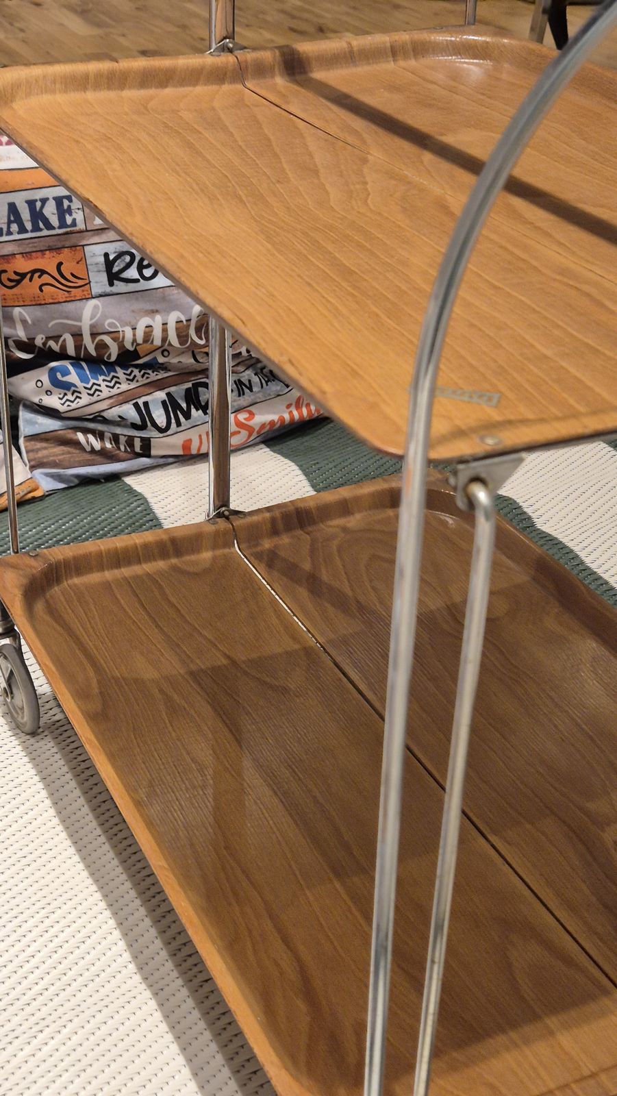 Retro Bremshey & Co Dinette German Chrome Two Tier Folding Serving Trolley   Mid 20th Century photo vinterior