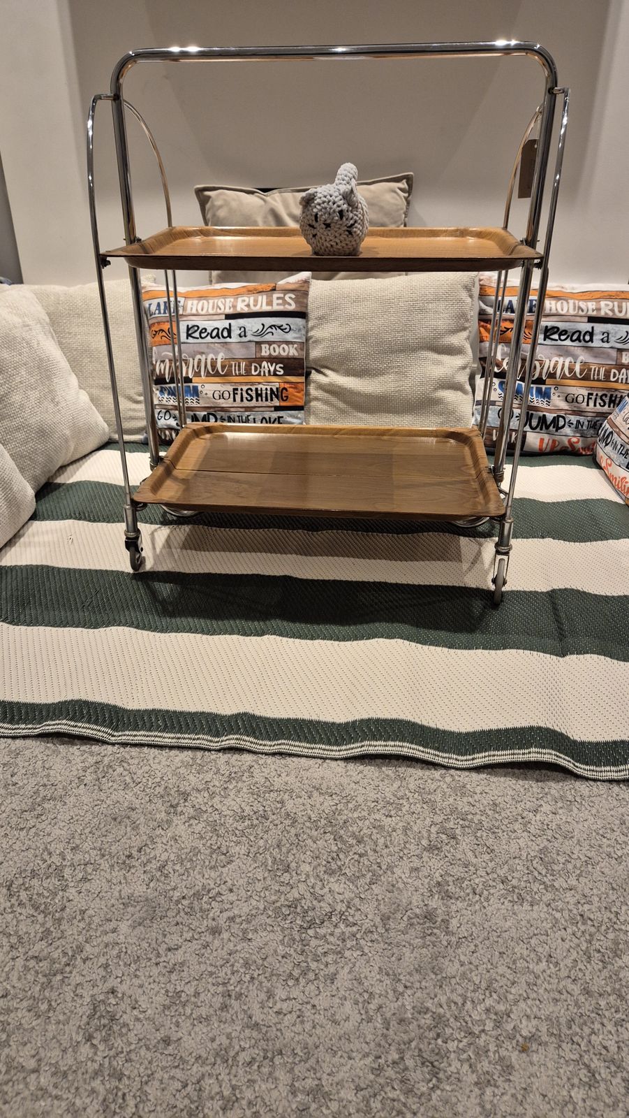 photo vinterior Retro Bremshey & Co Dinette German Chrome Two Tier Folding Serving Trolley   Mid 20th Century