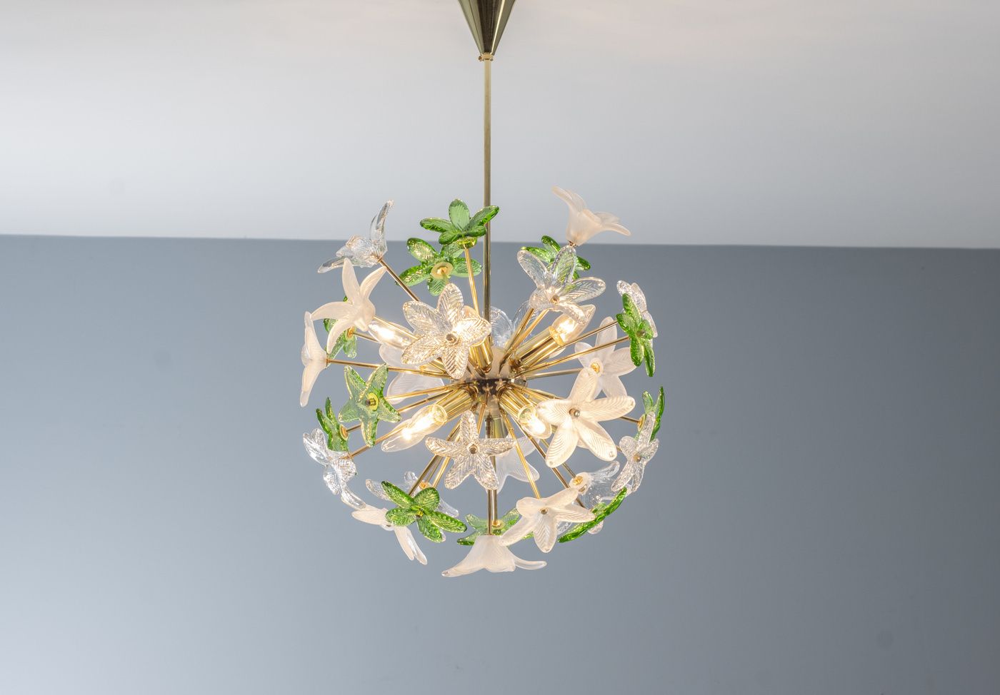photo for sale Sculptural Floral Glass Chandelier, Czechoslovakia, 1970s–1980s