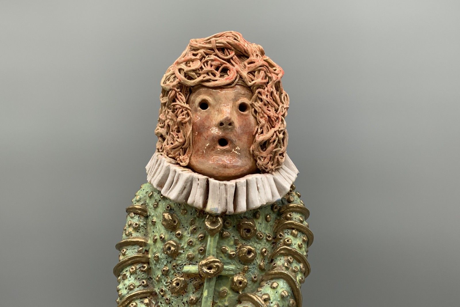 Large Elizabethan Dressed Lady Faience Pottery Sculpture Polychrome Figurine photo buy