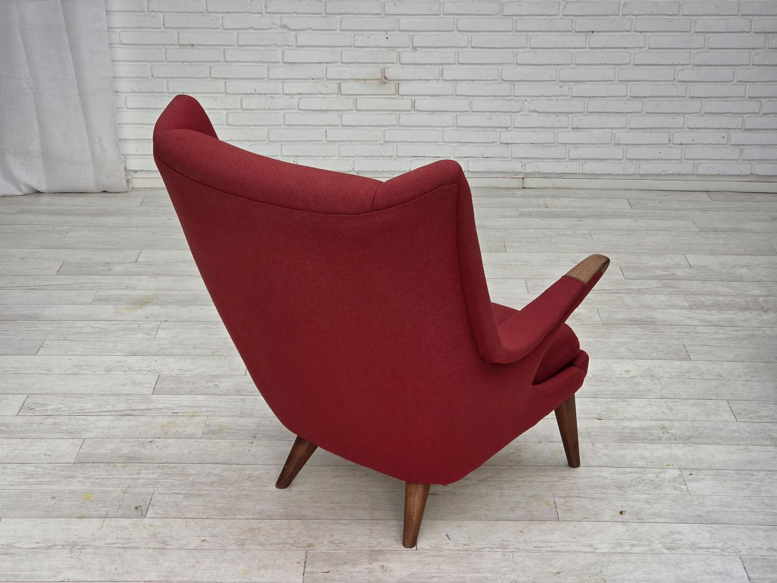 Ca. Jaren 1970, Deens Design Van Bent Møller Jepsen, "Teddy" Fauteuil, Meubelwol, Teakhout. photo 3350.0
