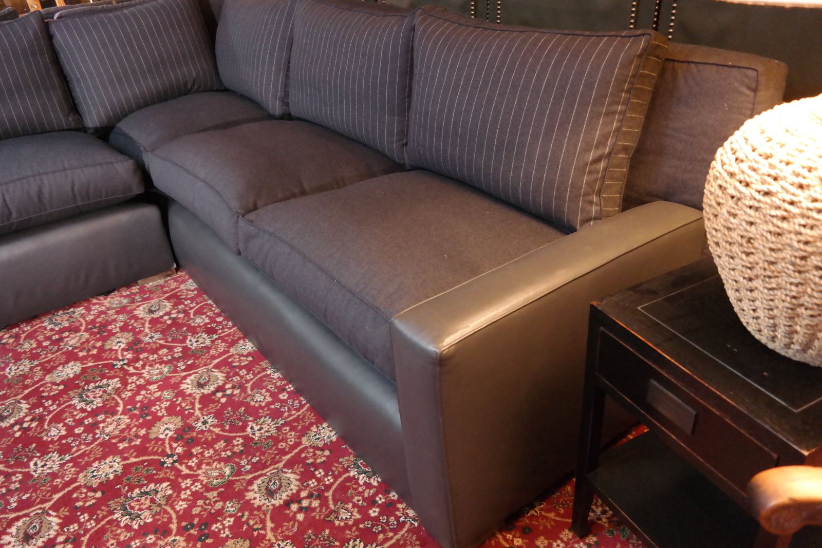 George Smith 7 Seater Large Corner Sofa Leather Wool Charcoal Grey Rrp£17000 photo buy